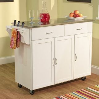 Extra Large Kitchen Cart White Stainless Steel Top 60049WHT Work Space