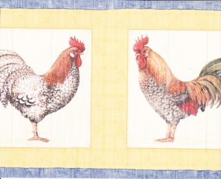 Country Kitchen 4 Kinds Roosters Wallpaper Border Wall