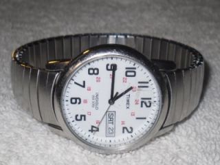 Mens Timex Indiglo WR 30M Military Steel Quartz Watch