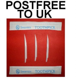 100 Plastic Toothpicks Individually Wrapped Swantex