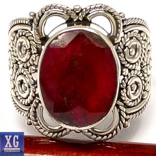 INDIAN RUBY 925 SILVER RING POP STYLE