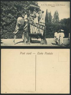 India Indore Old Postcard H H Holkars Son on Elephant Royalty British