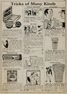 1934 Ad Tricks Practical Jokes Joy Buzzer Dribble Glass   ORIGINAL