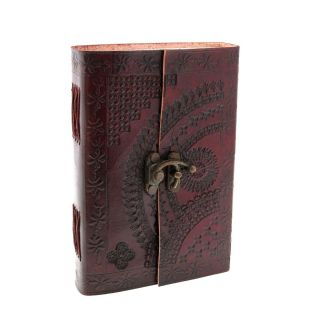 Indra Fair Trade Handmade Medium Embossed Leather Journal Diary