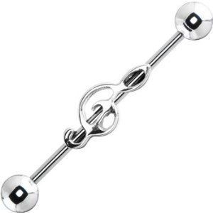 Industrial Barbell 14g 1 1 4 31mm G Treble Clef Music Note EZ