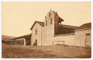 Sepia Postcard of Mission Santa Inez in California CA