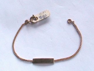 FRENCH 1940s ID NAME BRACELET INFANT BABY SIZE GOLD PLATED MADE IN