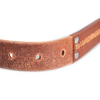 Adjustable Rhombus Pattern Genuine Leather Dog Collar (49~62 x 3.3cm)