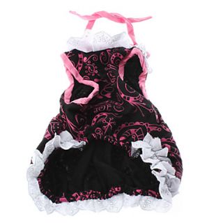 USD $ 9.49   Lovely Floral Print Dress for Dogs (Random Lace Color,S