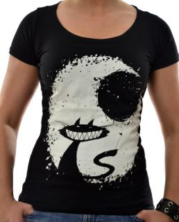 Akumu Ink Tattoo Horror Emo Goth Punk Cheshire Cat Moon T Shirt L