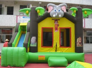 Commercial Inflatable Jungle Theme Bounce House with Jumbo Slide