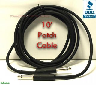 10ft Patch Cable Instrument 1 4 to 1 4 Mono Single Guitar Cable 1 4