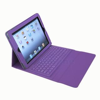 Purple Bluetooth Wireless Keyboard Leather Case 4 New iPad 3 iPad 2