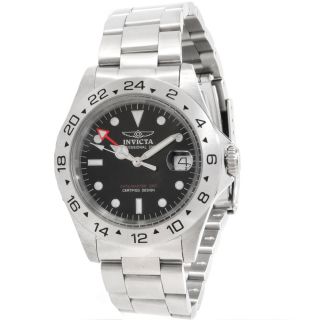 Invicta 9401 Mens Pro Diver GMT Stainless Steel Black Dial Dive Watch