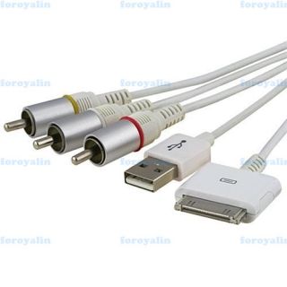  Out Video+USB Charge Cable fr Apple iPad 3&2&1 iPhone4S iPod iOS 5.1.1