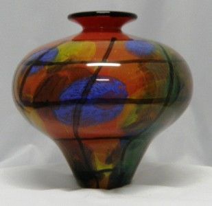 Ioan Nemtoi Amphora Red Karo Blown Glass Art