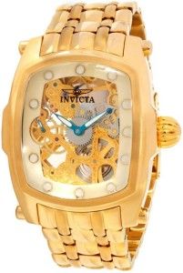 Invicta 1253 Mens Watch Gold Tone Lupah Mechanical Wind Skeleton Dial