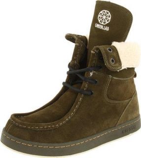 New Mens Boys IPATH Green Lab Shearling Suede Shoe Boots Size 5