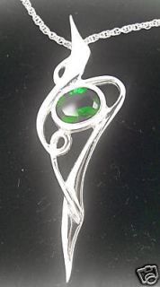 Silver Celtic Pendant Necklace Emerald Irish Jewelry