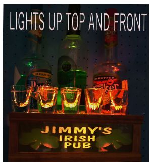 Personalized Irish Pub Lighted Shot Glass Liquor Display Stand