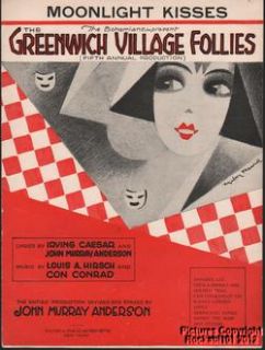 1923 Greenwich Village Follies Sheet Moonlight Kisses