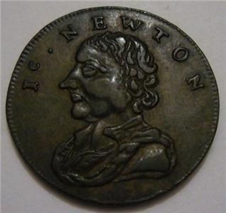  unofficial trade token   1793 Isaac Newton & cypher   Middlesex 20.5mm