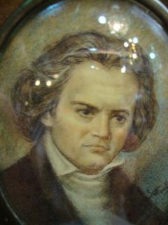 Old Miniature Painting Ludwig Van Beethoven Hand Painted Portrait