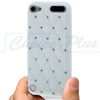 White Bling Silicone Rubber Skin Case Cover Apple iPod Touch 5 5th Gen