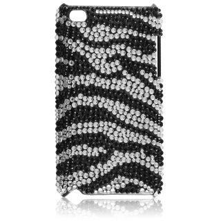  On Zebra Diamante Bling Shell Cover Case For iPod Touch 4th Generation