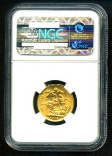 1915 GR Britain George V Gold Coin Sovereign NGC RARE