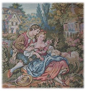 Noble Romantic Pastorale 20x20 Italian Tapestry
