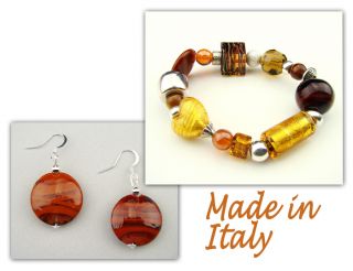 Authentic Italian Made Venetian Murano Glass Jewelry Set Bracelet