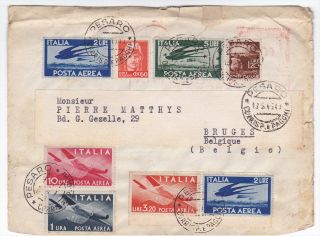 Italy Presaro to Belgium 1946 Airmail Cover