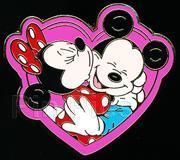 Disney Jerry Leigh Mickey and Minnie Kissing in Heart Pin