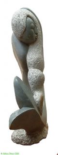 Shona Stone Sculpture Mermaid Water Spirit Signed