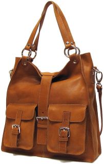 Italian Leather Handbag Purse Hobo Tote 5590 Tan