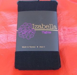 Izabella Ladies Black Size C Herringbone Textured Tights New