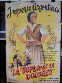 LA COPLA DE DOLORES   ORIGINAL VINTAGE 1951 ARG MOVIE POSTER   IMPERIO