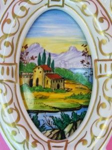 Lot 2 Antique Hand Painted Porcelain Italy Wall Plaques Tiles