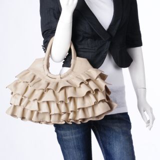 Genuine Italian Leather Beige Handbags Purse Hobo Bag Satchel Tote