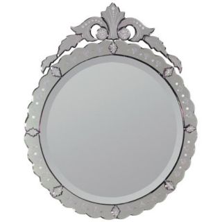 Mirror plated wood frame. Beveled mirror. Overall 34 high, 28 wide