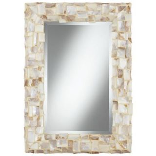 Sea shell mosaic. Sand background. Beveled mirror. Mirror is 15 1/2