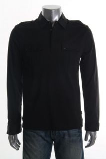 Calvin Klein New Black Collared Long Sleeve Pocket Polo Shirt L BHFO