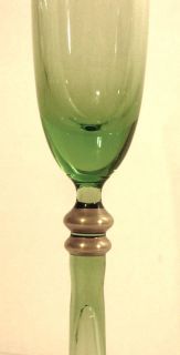 Coquet Jericho Crystal Green Flutes Set of 4 New