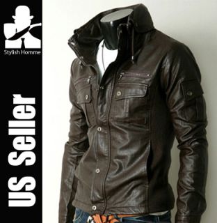 StylishHomme Highneck Leather Jacket D Brown XS XXL
