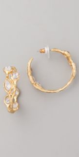 Kenneth Jay Lane Small Gold & Crystal Hoop Earrings