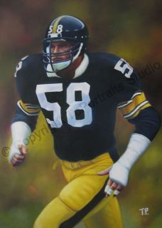 Jack Lambert Pittsburgh Steelers Original NFL Poster Oil Painting on