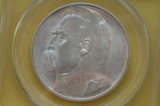 PCGS MS63 Jozef Pilsudski Old RARE Silver Coin 1937 10 Zlotych Poland