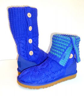NEW Beautiful Ugg Australia Boots Leland Blue Green Knit Light Size 9
