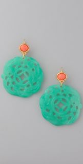 Kenneth Jay Lane Coral and Jade Earrings